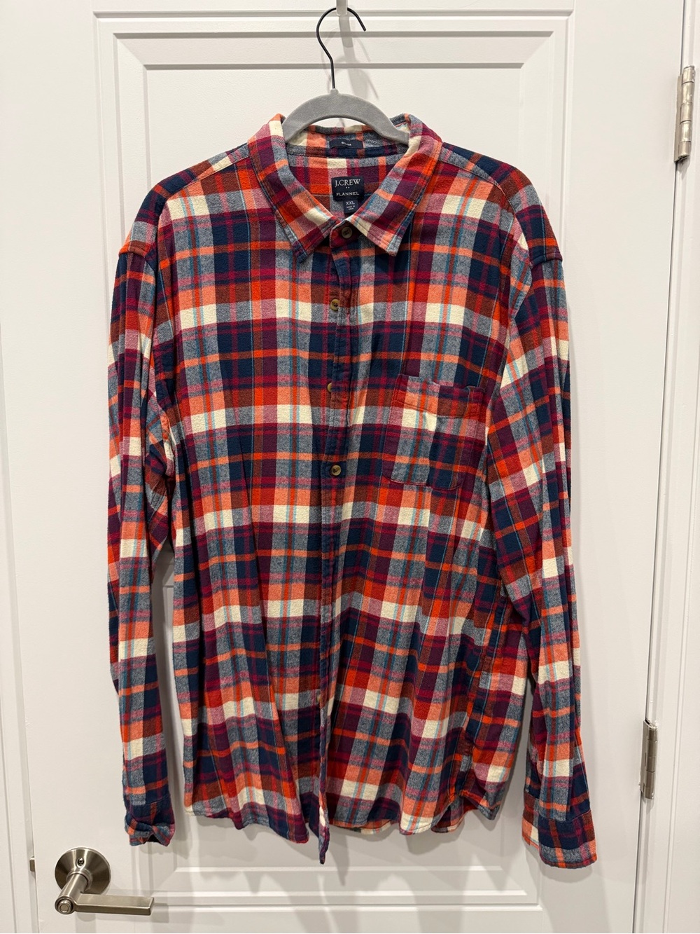 J. Crew Red, Navy & White Plaid Button-Down Shirt
